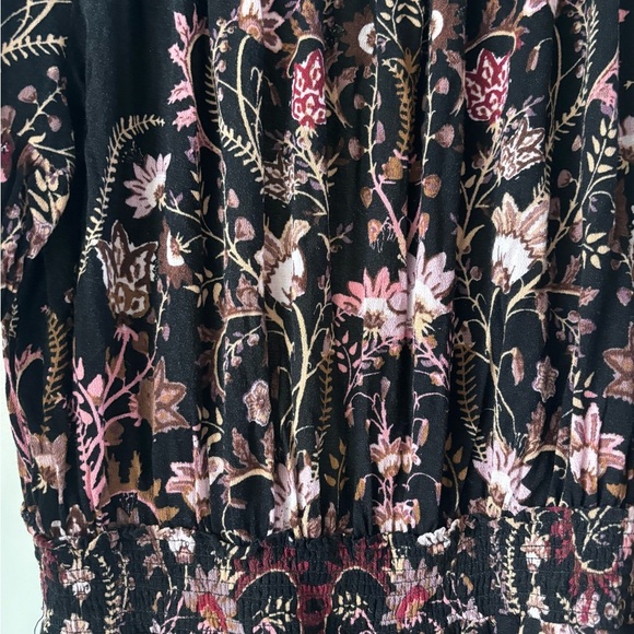 Free People Off-Shoulder Floral Romper in Black and Pink - Picture 6 of 9